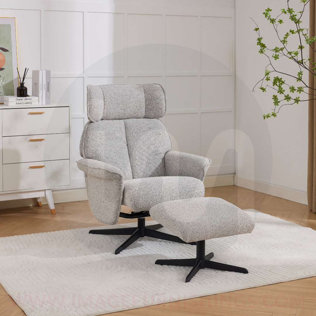 Reagan Swivel Leisure Chair w/ Footstool (Black base) - Pearl Grey - Default - MC605-1_002