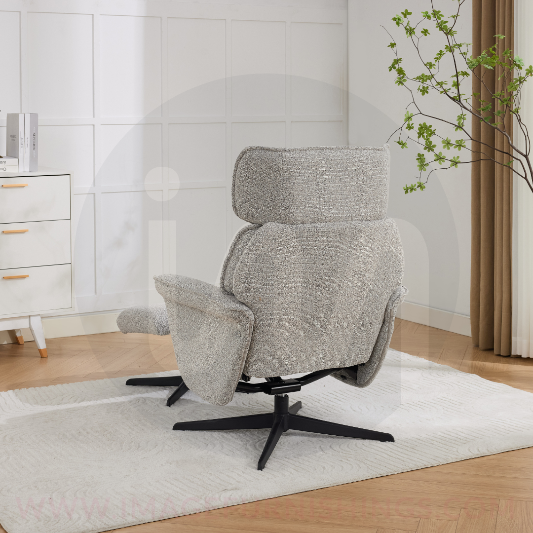 Reagan Swivel Leisure Chair w/ Footstool (Black base) - Pearl Grey - Default - MC605-1_002