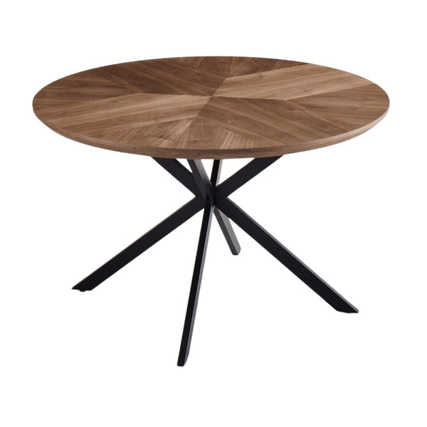 Hendrik 1.2 Metre Round Extension Table Walnut with 4 Fredrik PU Chairs