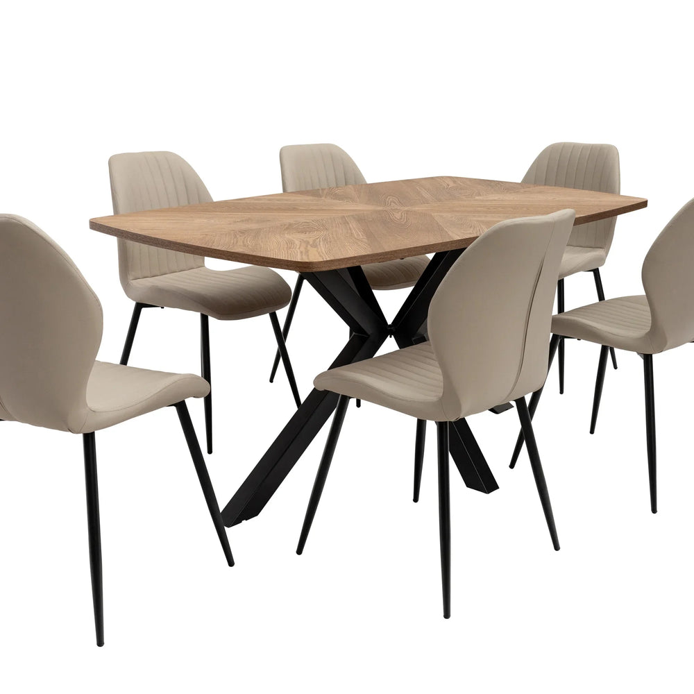 Elegant 1.6m Medium Oak Veneer Dining Table for Stylish Dining Rooms