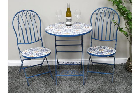 Mosaic Table & Two Chairs - Blue - 10919