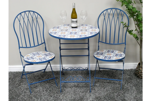 Mosaic Table & Two Chairs - Blue - 10919