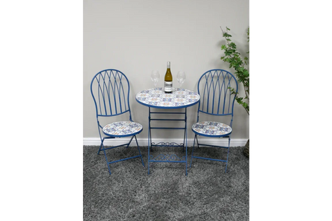 Mosaic Table & Two Chairs - Blue - 10919