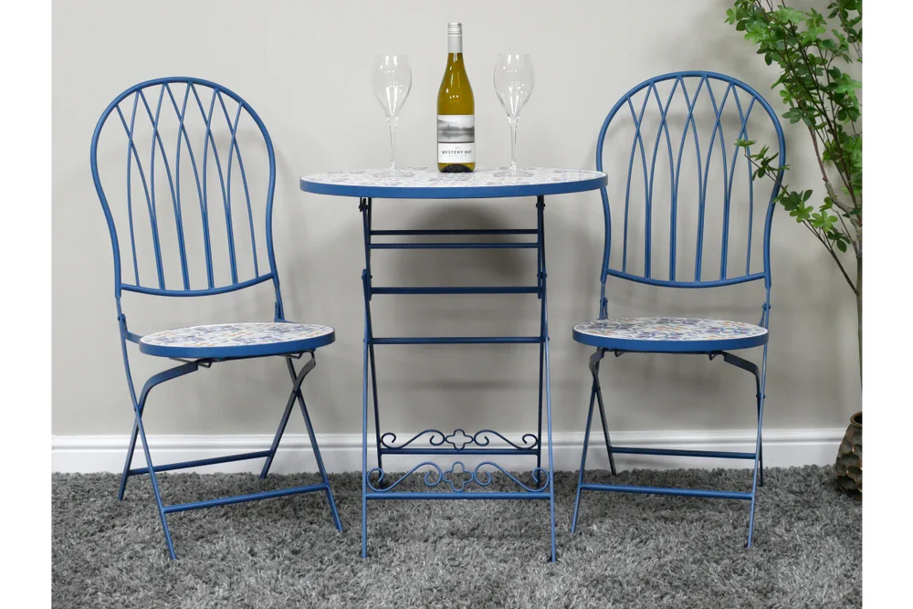 Mosaic Table & Two Chairs - Blue - 10919