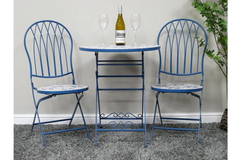 Mosaic Table & Two Chairs - Blue - 10919