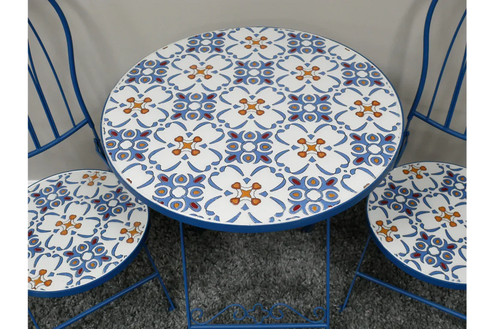 Mosaic Table & Two Chairs - Blue - 10919