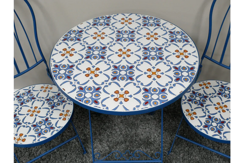 Mosaic Table & Two Chairs - Blue - 10919