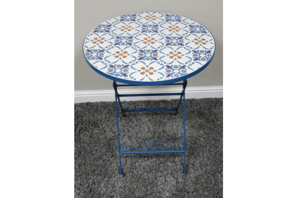 Mosaic Table & Two Chairs - Blue - 10919
