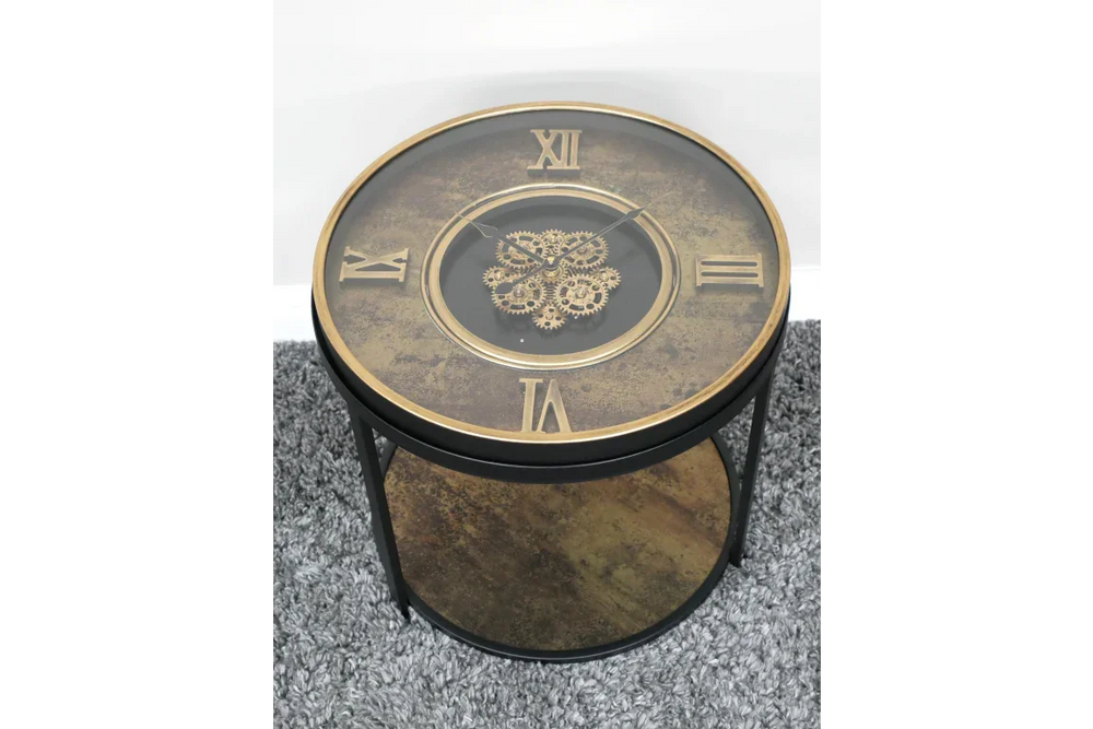 Clock With Cogs Side Table - 10987