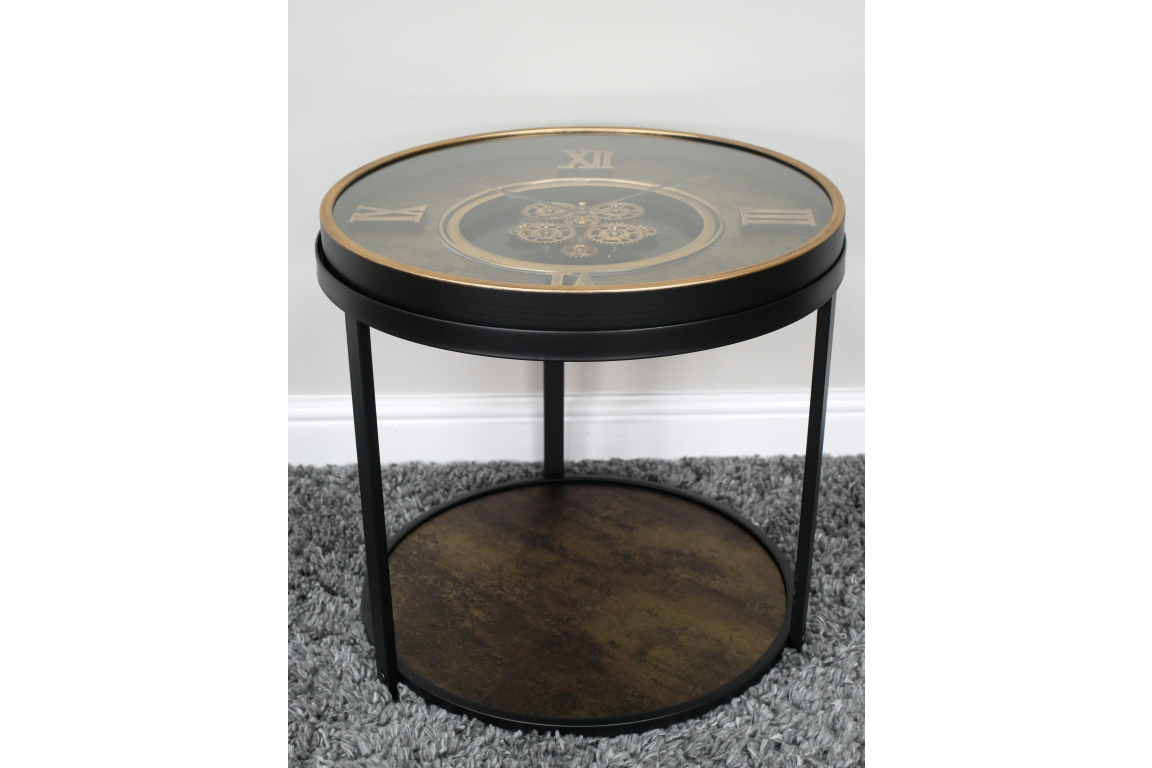 Clock With Cogs Side Table - 10987