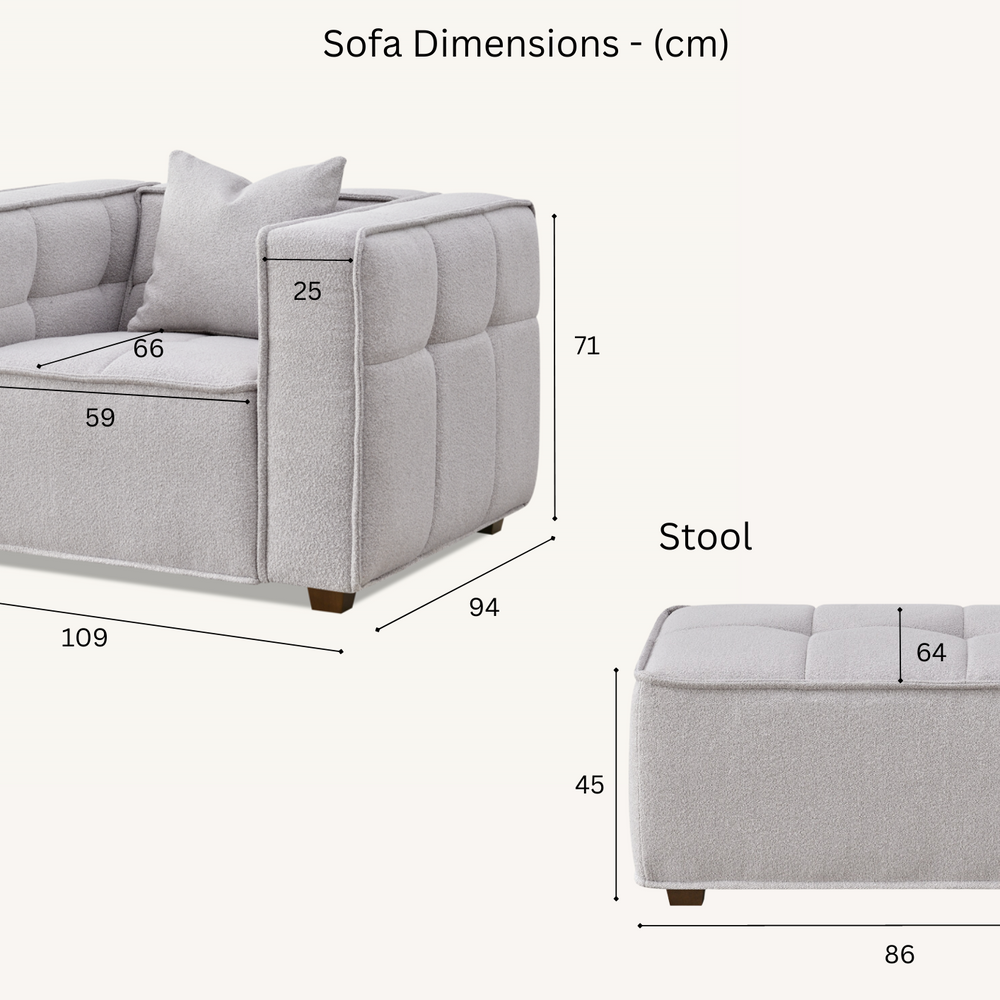 Aluxo Murray Sofa Range in Putty Boucle Fabric
