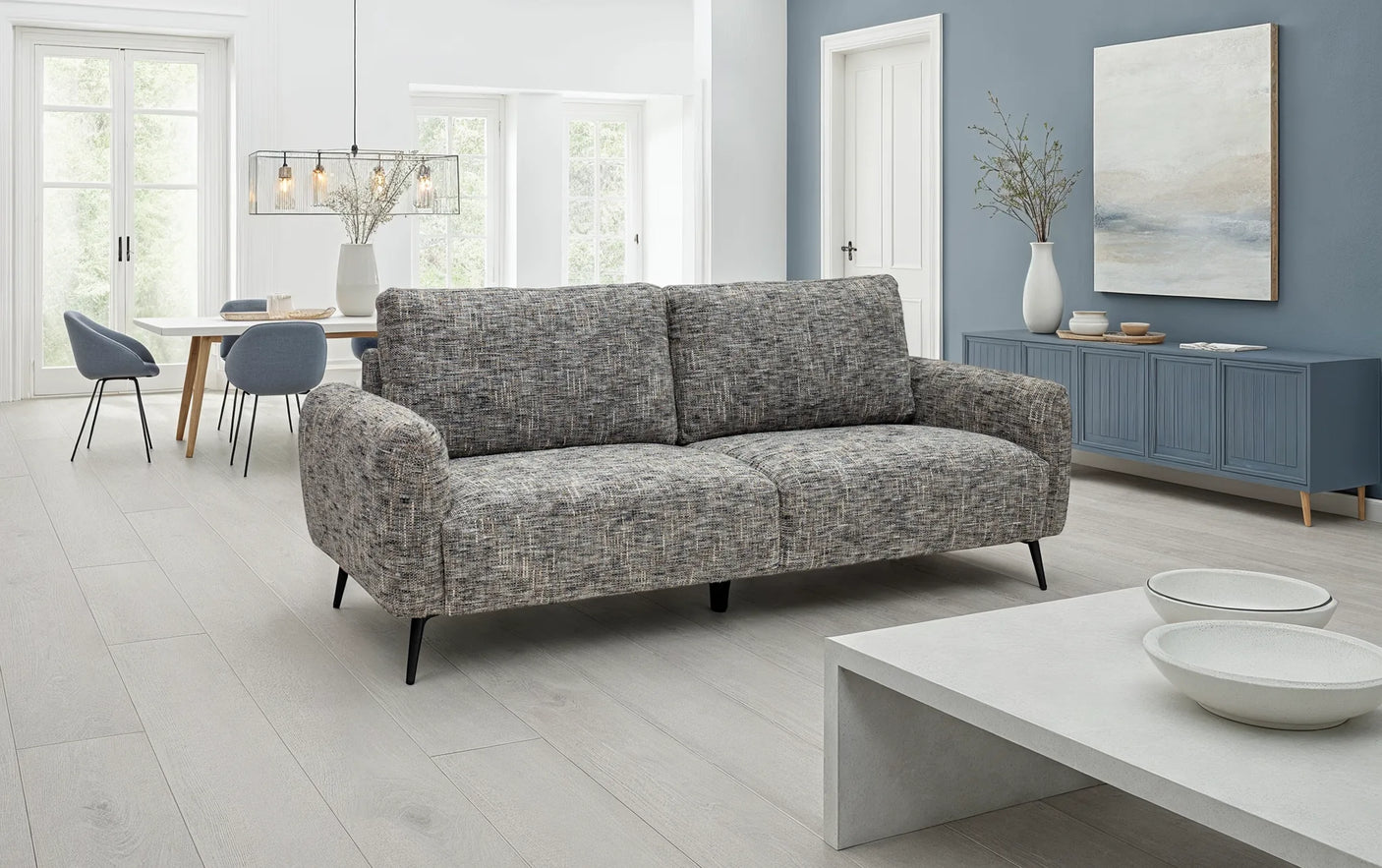 Harper Fabric 2 Seater - Grey Weave