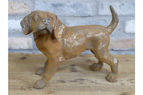 Small Cast Iron Rusty Dog (Tail Up) - 11215