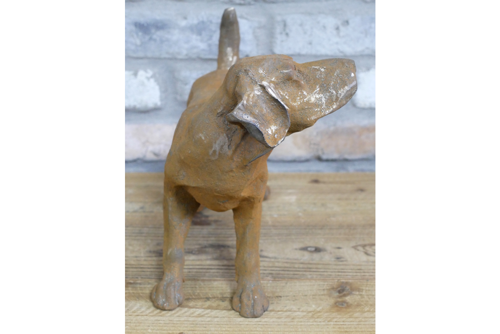 Small Cast Iron Rusty Dog (Tail Up) - 11215