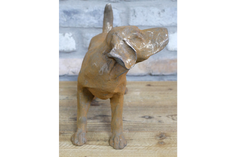 Small Cast Iron Rusty Dog (Tail Up) - 11215