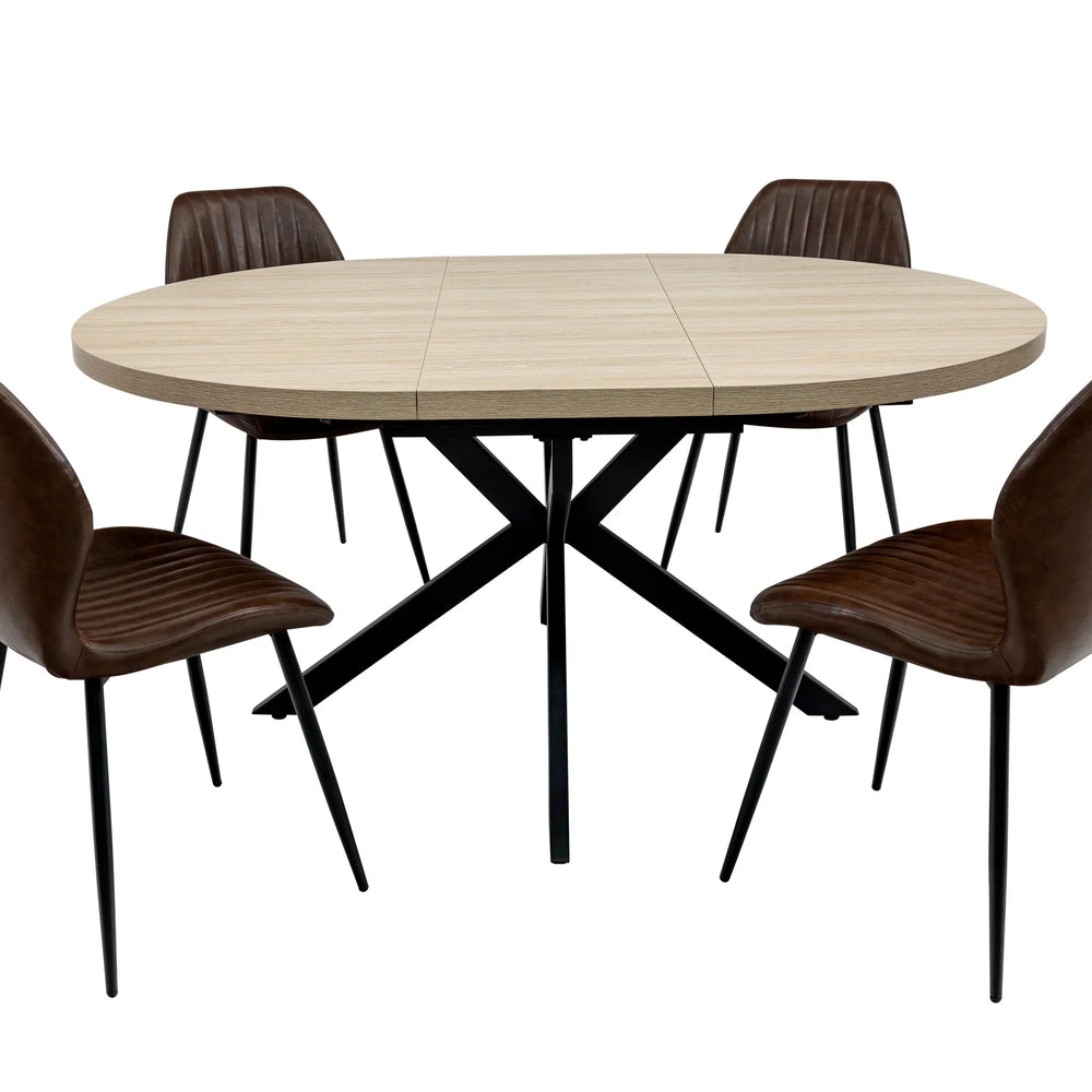 Light Oak Round Extending Dining Table - 1.2m to 1.6m Capacity