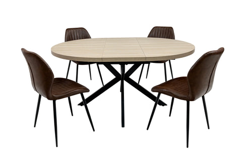 Light Oak Round Extending Dining Table - 1.2m to 1.6m Capacity