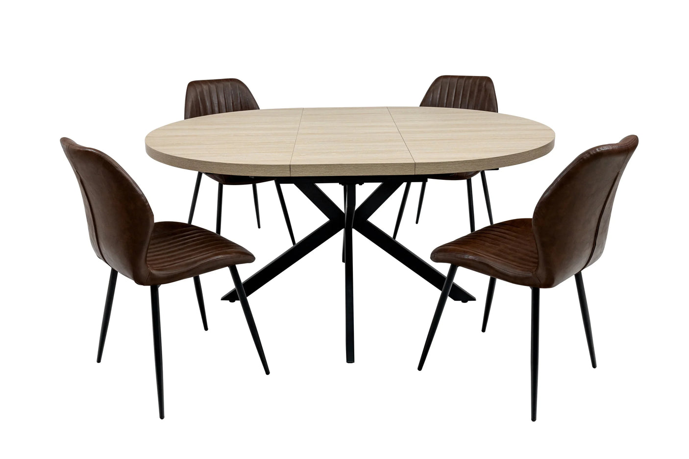 Light Oak Round Extending Dining Table - 1.2m to 1.6m Capacity