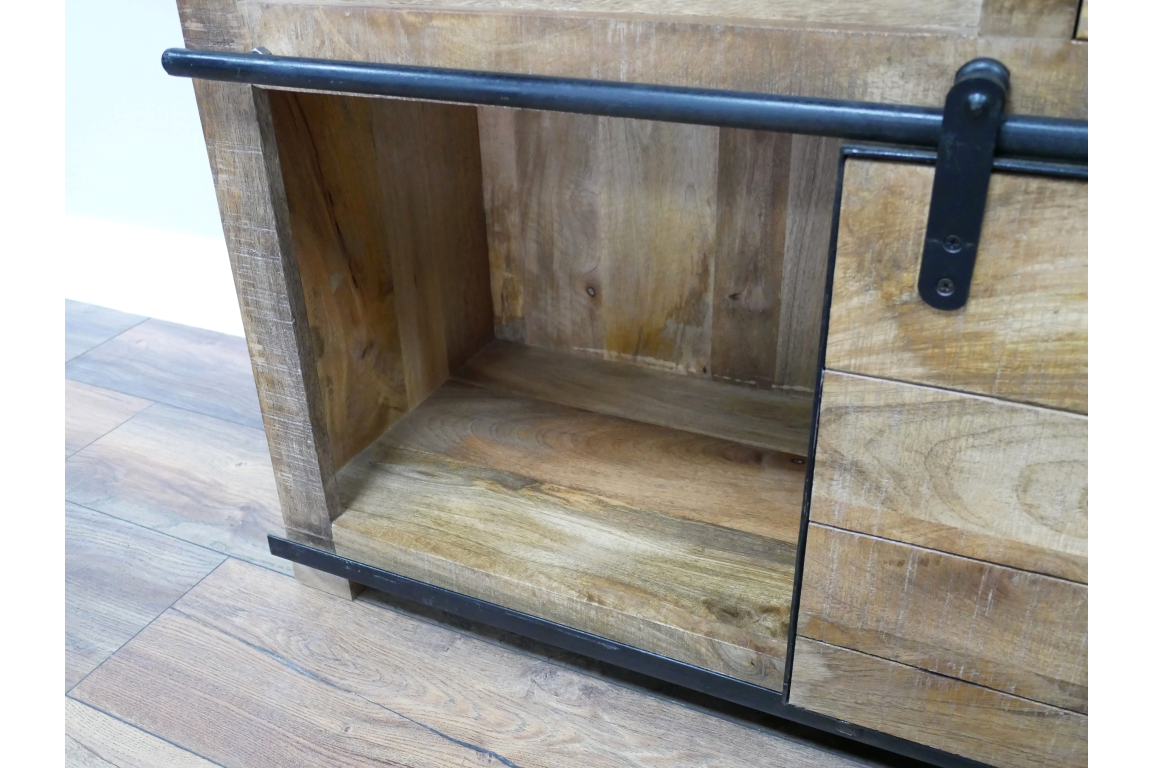 The Jupiter Wine Cabinet features a rustic wooden design with a spacious interior, complemented by a sleek metal handle and sturdy construction for wine storage