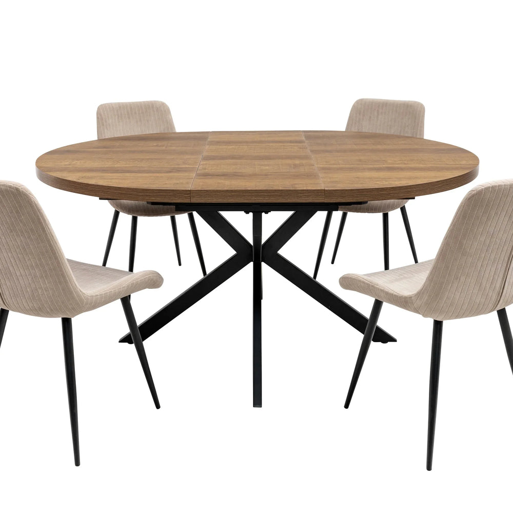 Dark Oak Round Extending Dining Table - 1.2m to 1.6m Capacity