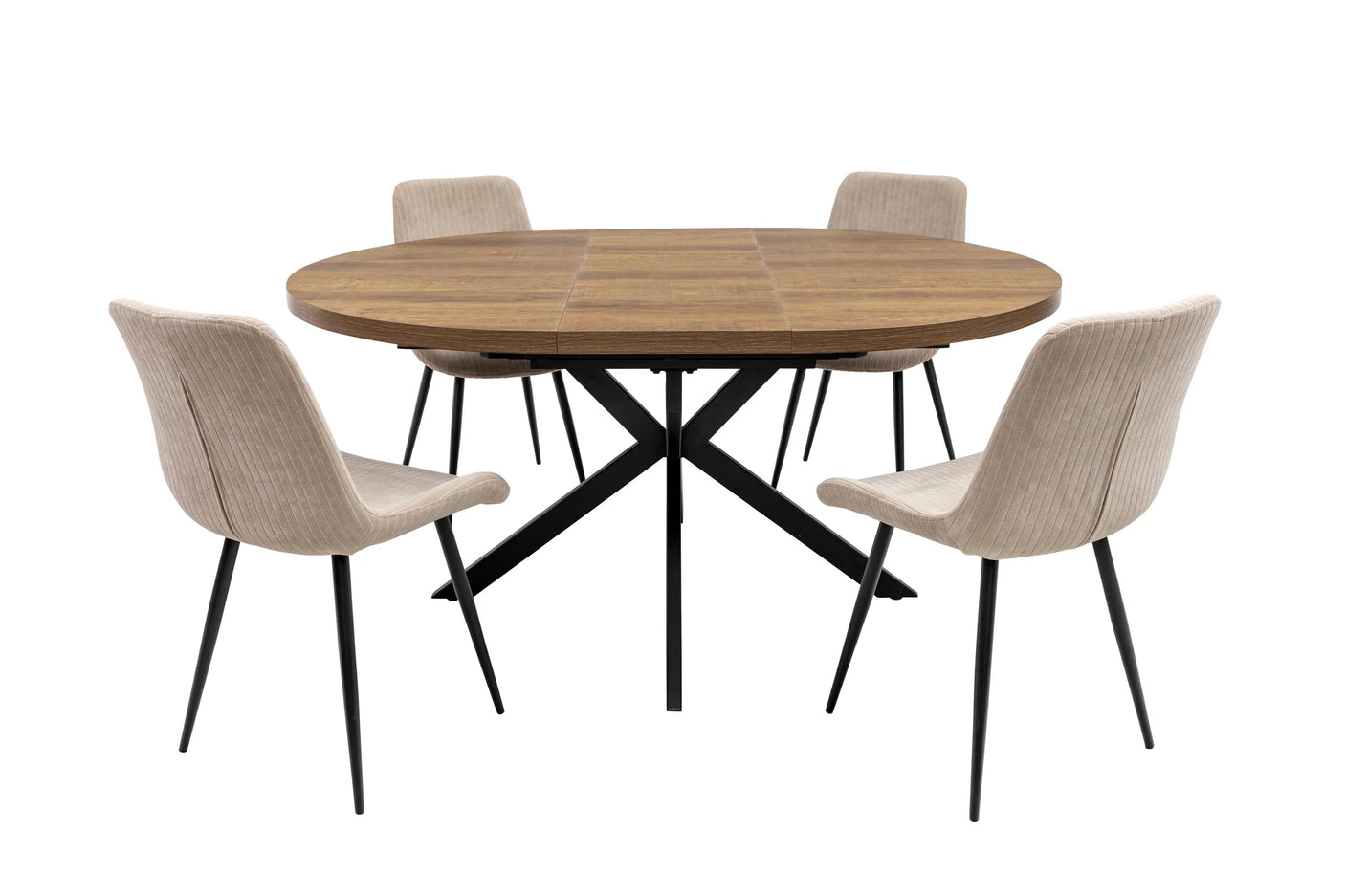 Dark Oak Round Extending Dining Table - 1.2m to 1.6m Capacity