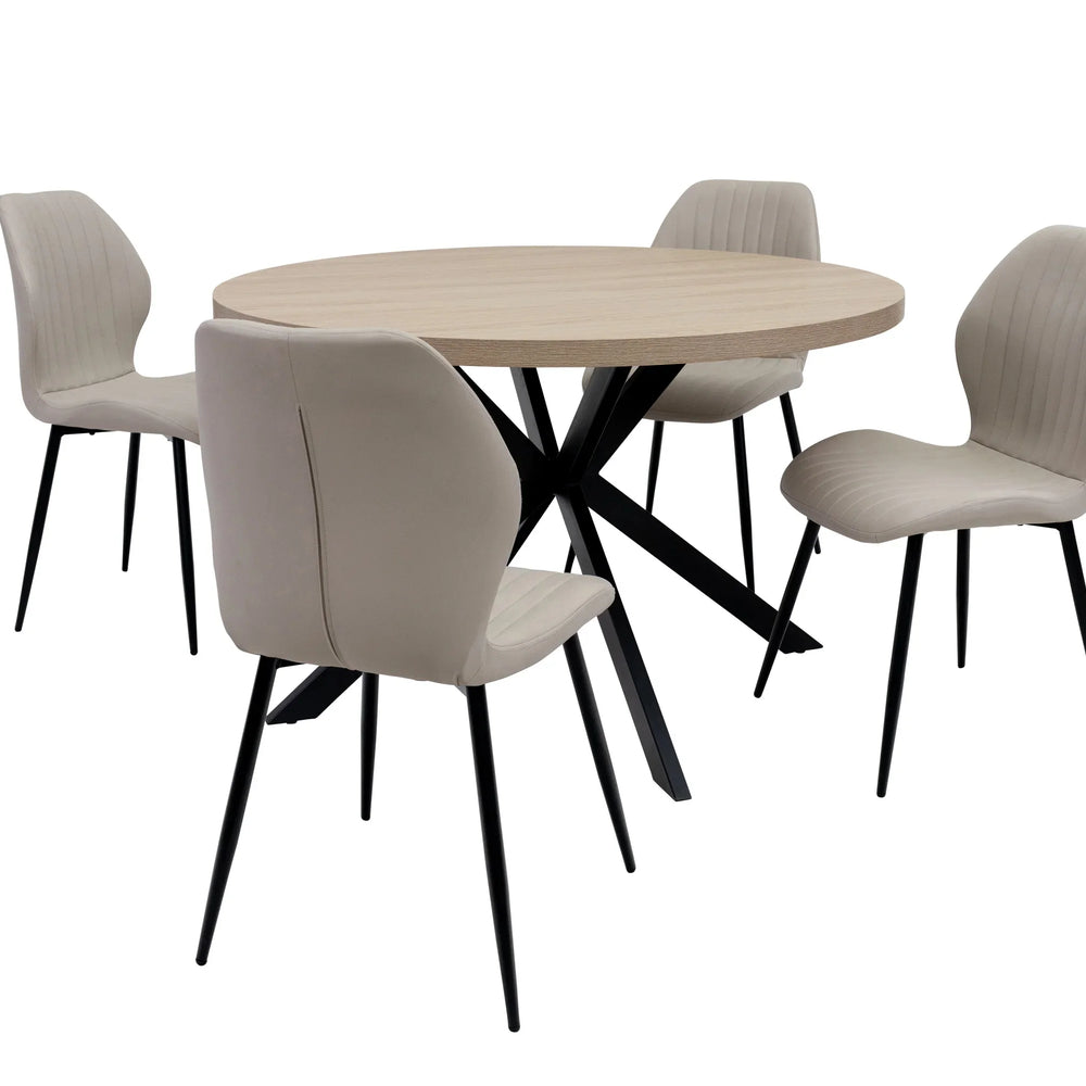 Light Oak Round Extending Dining Table - 1.2m to 1.6m Capacity
