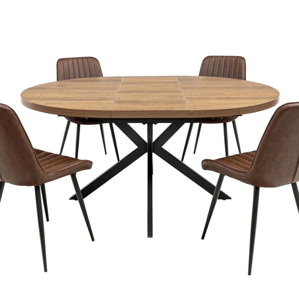 Dark Oak Round Extending Dining Table - 1.2m to 1.6m Capacity