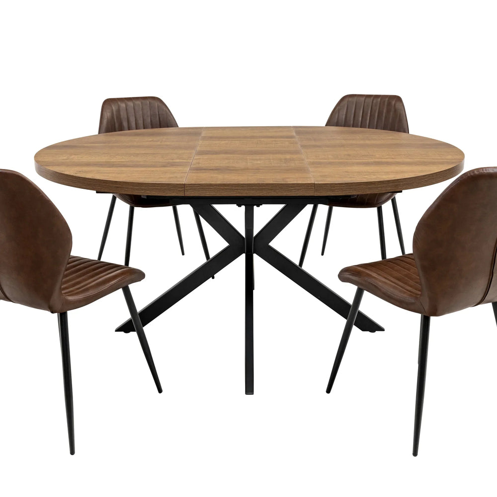 Dark Oak Round Extending Dining Table - 1.2m to 1.6m Capacity