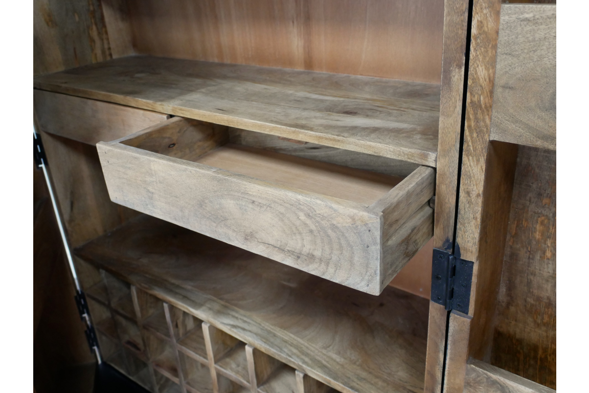 Solstice Wine Cabinet - Black iron and mango wood