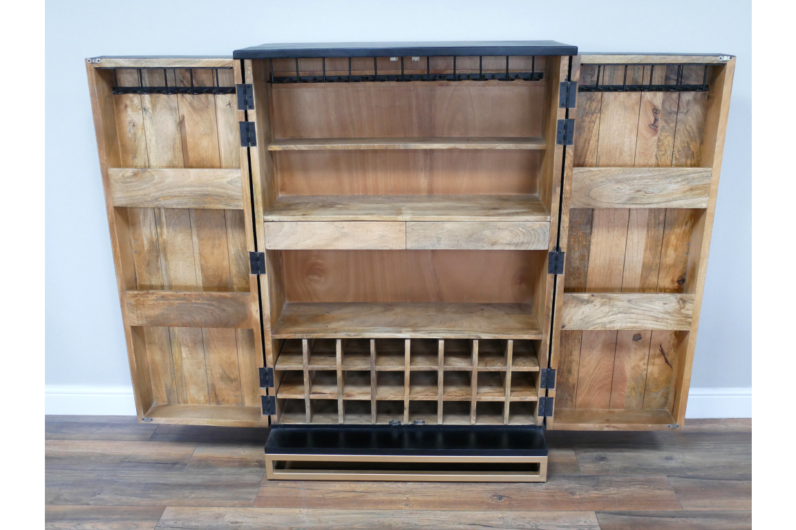 Solstice Wine Cabinet - Black iron and mango wood