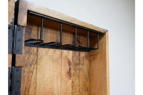 Solstice Wine Cabinet - Black iron and mango wood