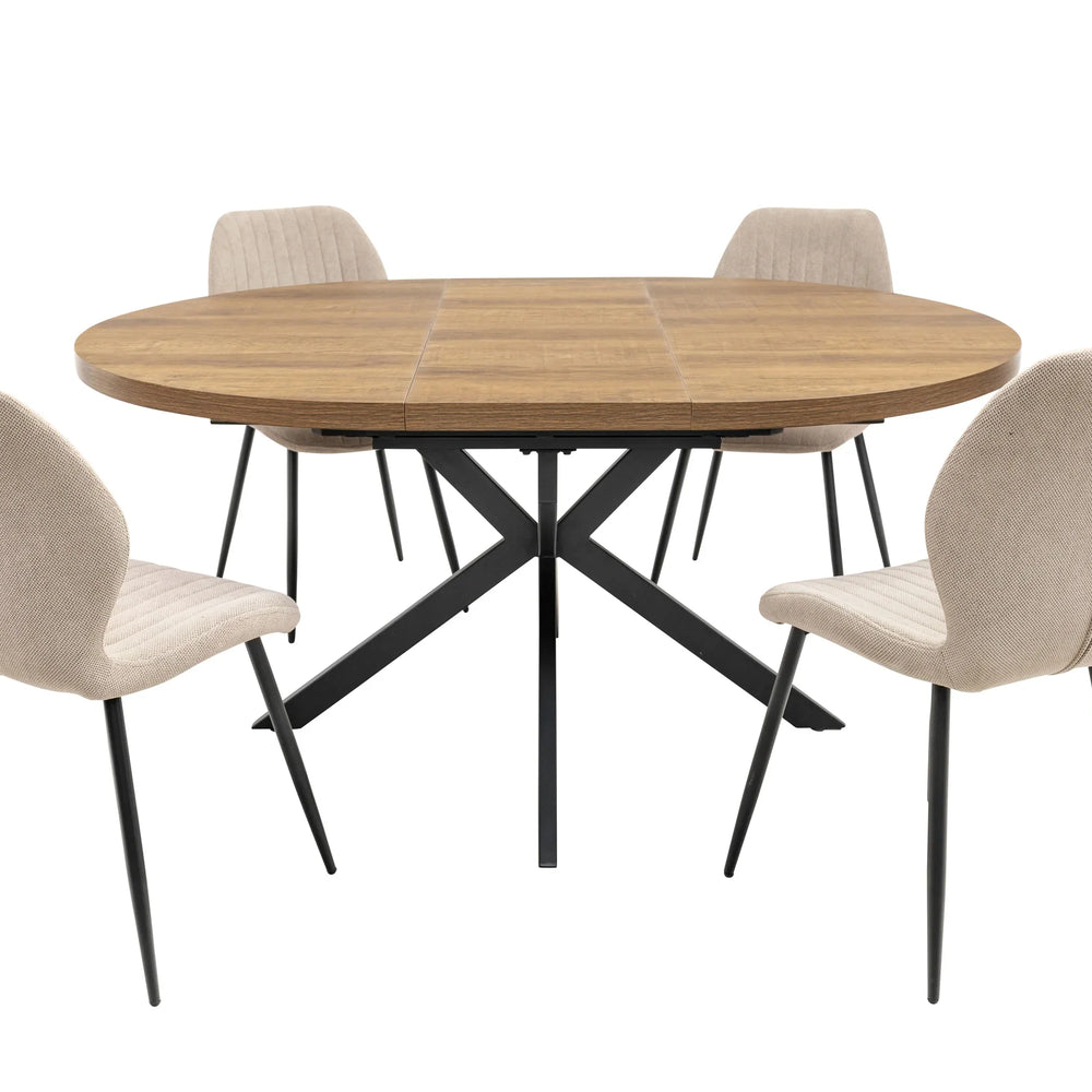 Dark Oak Round Extending Dining Table - 1.2m to 1.6m Capacity
