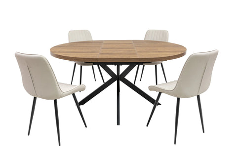 Dark Oak Round Extending Dining Table - 1.2m to 1.6m Capacity