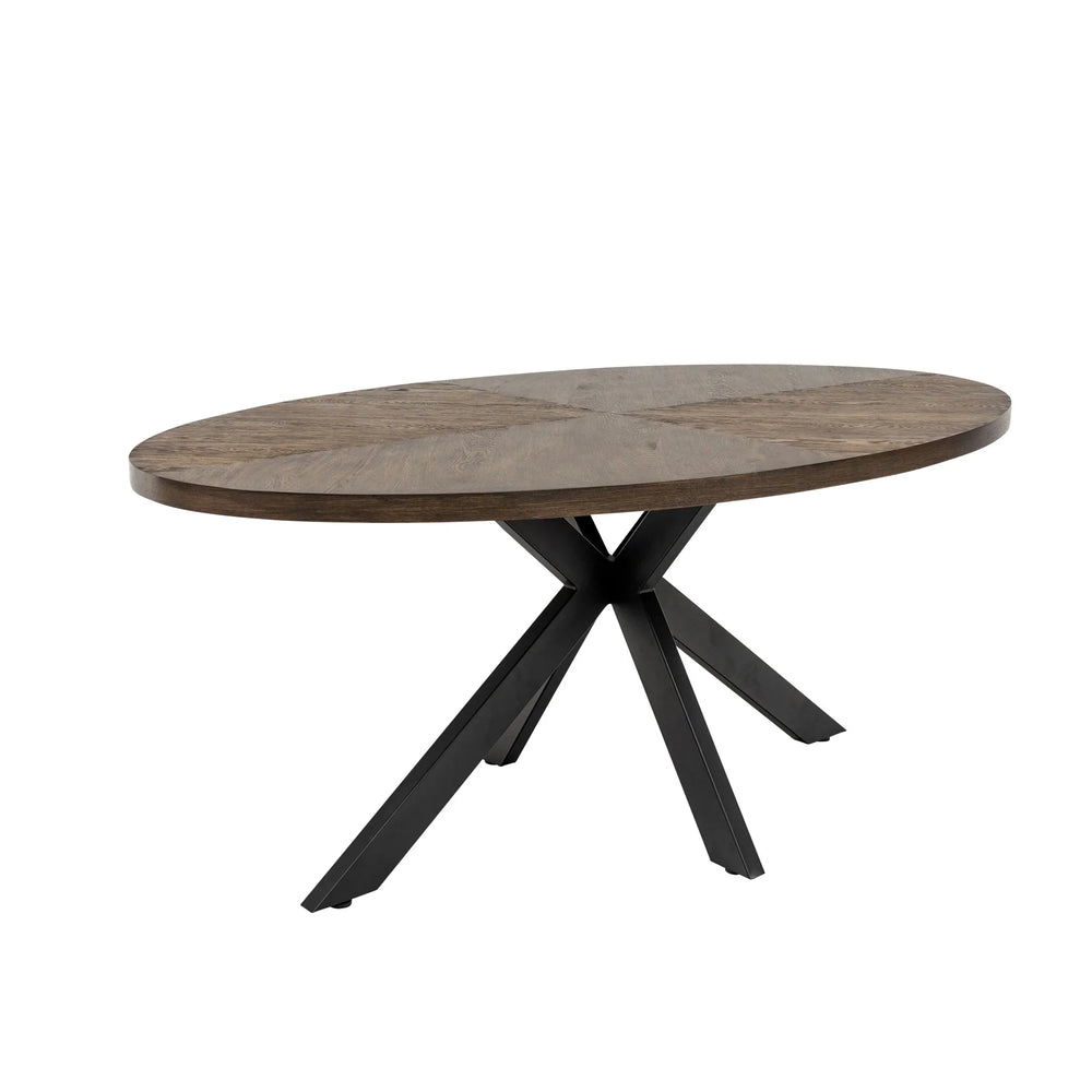 Elegant 1.8m Oval Dining Table in Dark Oak Veneer for Stylish Dining