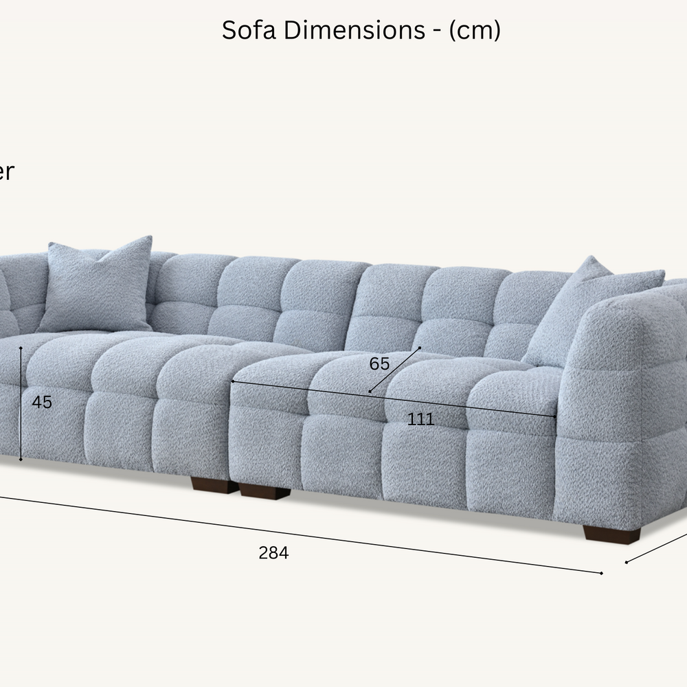 Aluxo Tribeca Sofa Range in Pearl Boucle Fabric