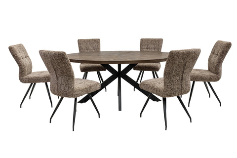 Elegant 1.8m Oval Dining Table in Dark Oak Veneer for Stylish Dining
