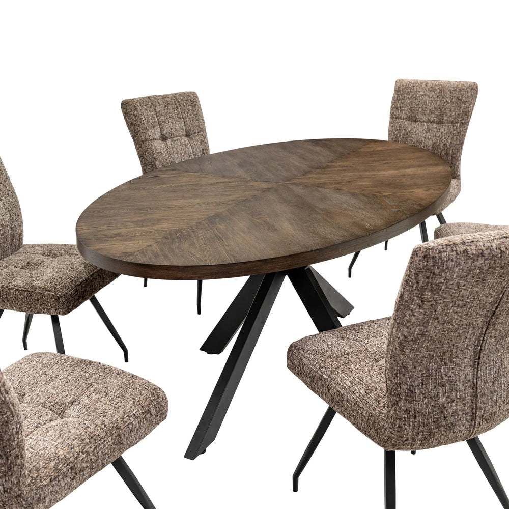 Elegant 1.8m Oval Dining Table in Dark Oak Veneer for Stylish Dining