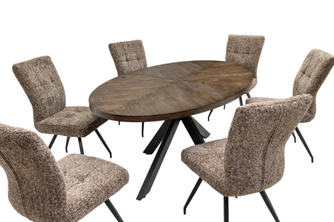 Elegant 1.8m Oval Dining Table in Dark Oak Veneer for Stylish Dining