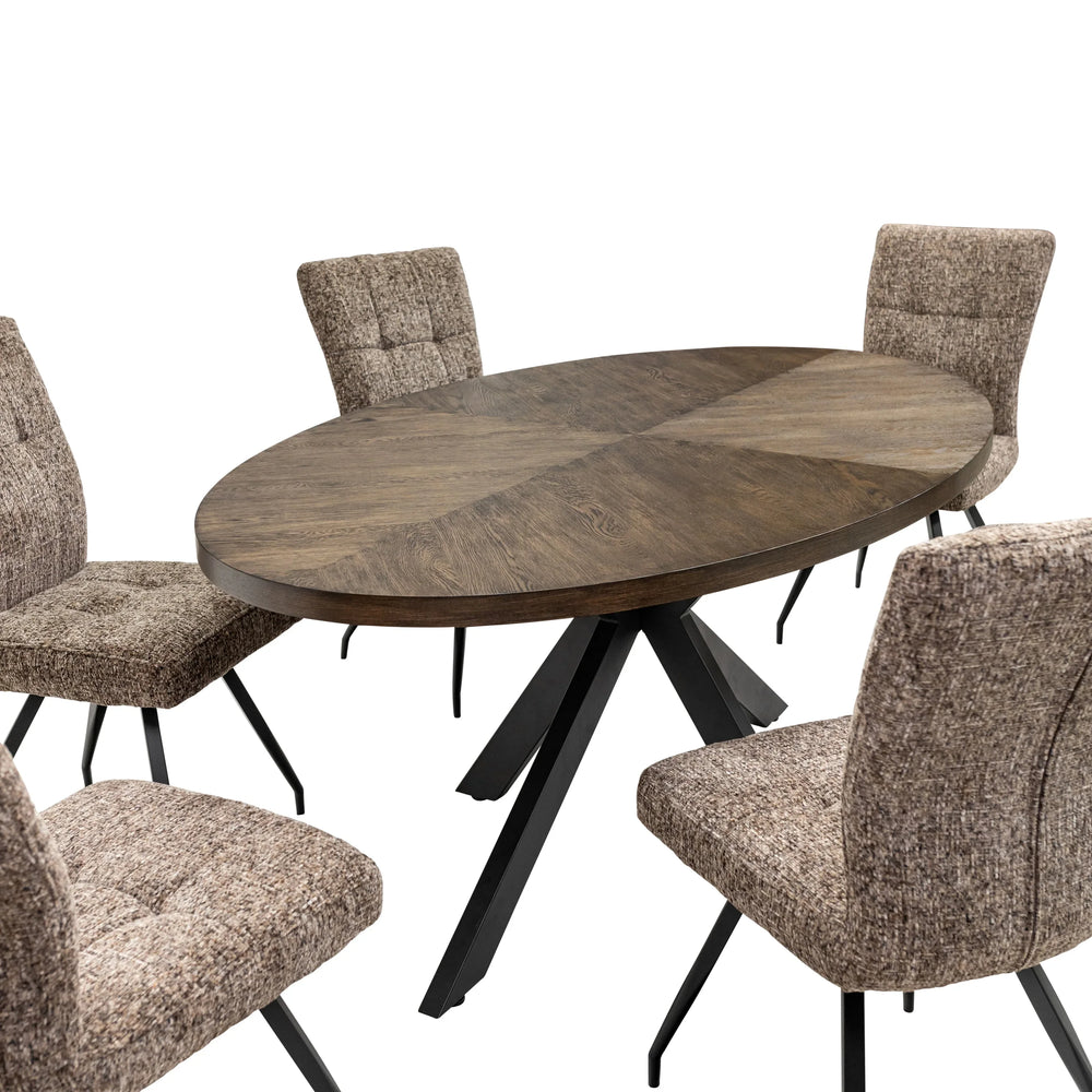 Elegant 1.8m Oval Dining Table in Dark Oak Veneer for Stylish Dining