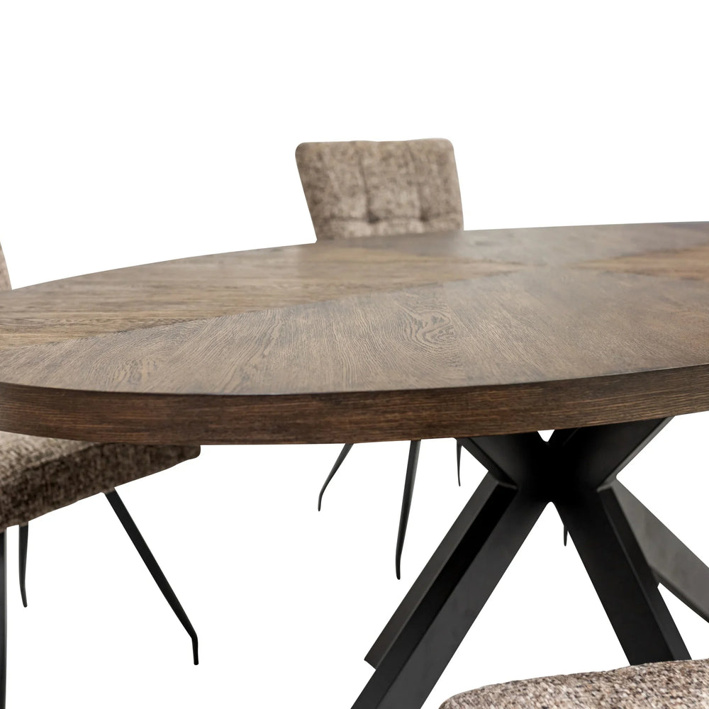 Elegant 1.8m Oval Dining Table in Dark Oak Veneer for Stylish Dining