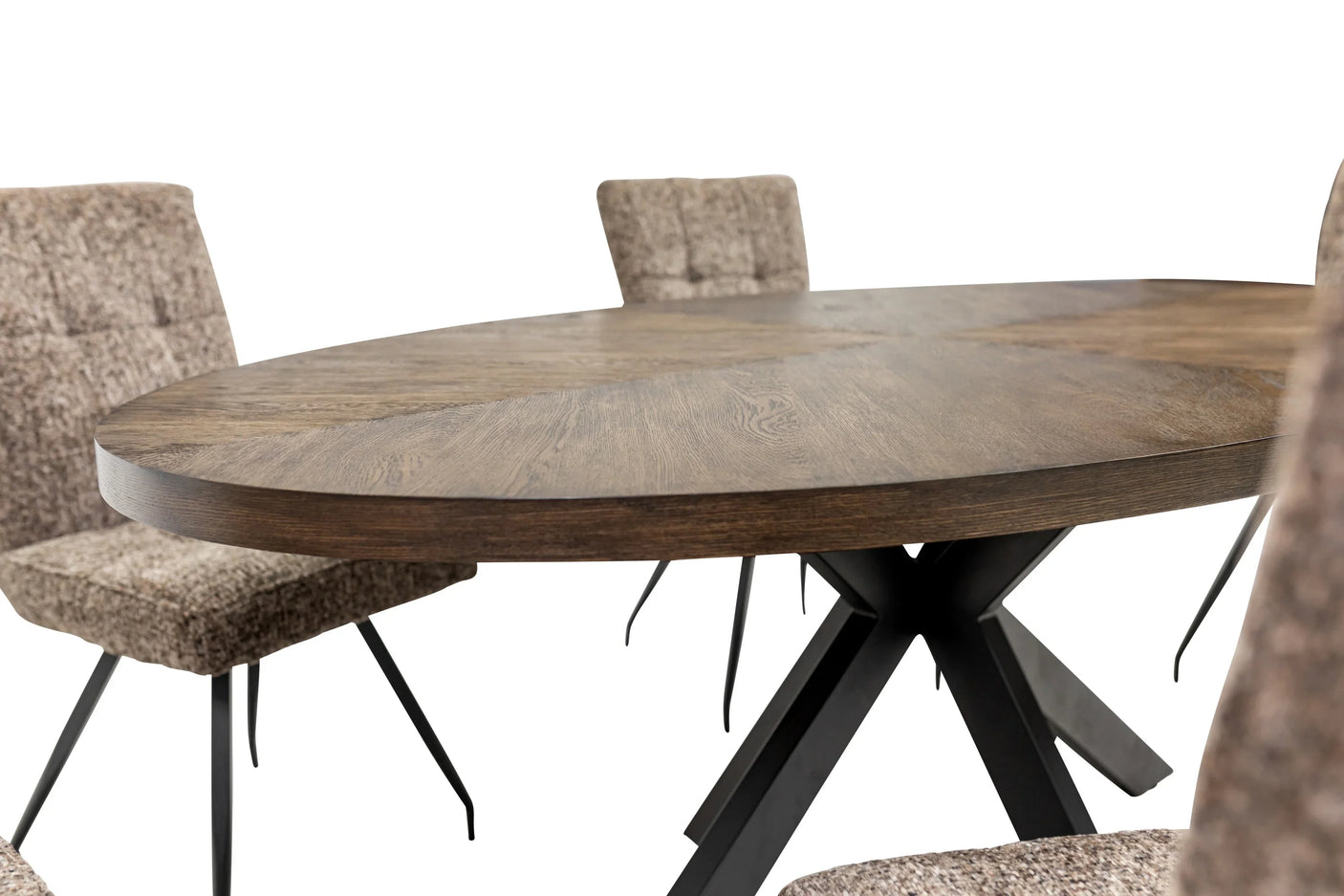 Elegant 1.8m Oval Dining Table in Dark Oak Veneer for Stylish Dining