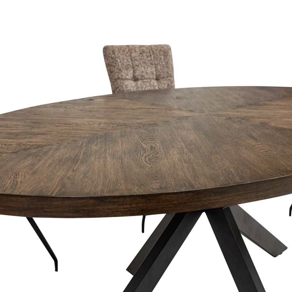 Elegant 1.8m Oval Dining Table in Dark Oak Veneer for Stylish Dining