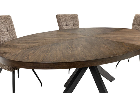 Elegant 1.8m Oval Dining Table in Dark Oak Veneer for Stylish Dining