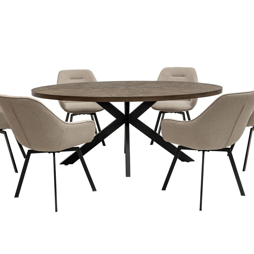 Elegant 1.8m Oval Dining Table in Dark Oak Veneer for Stylish Dining