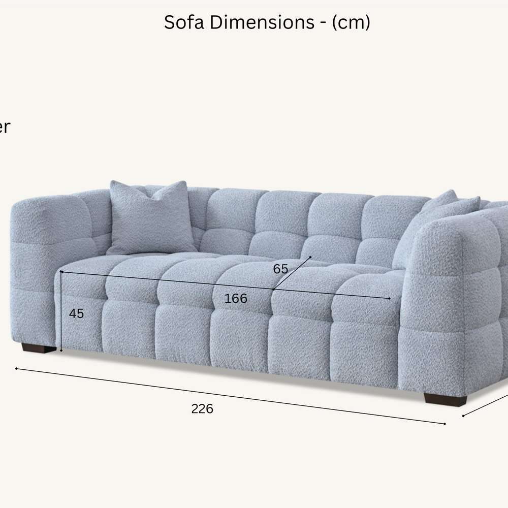 Aluxo Tribeca Sofa Range in Pearl Boucle Fabric