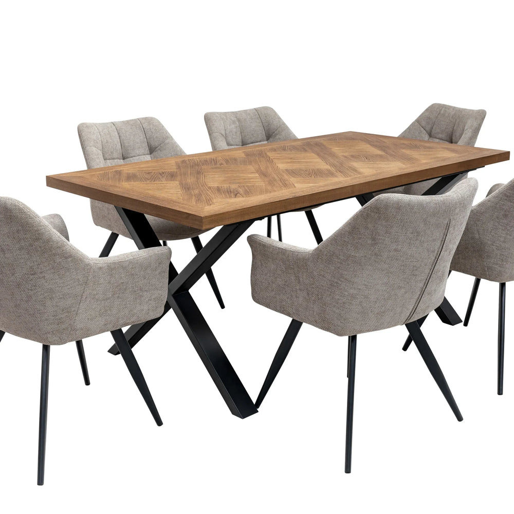 Stylish 1.8m Medium Elm Veneer Dining Table for Elegant Spaces