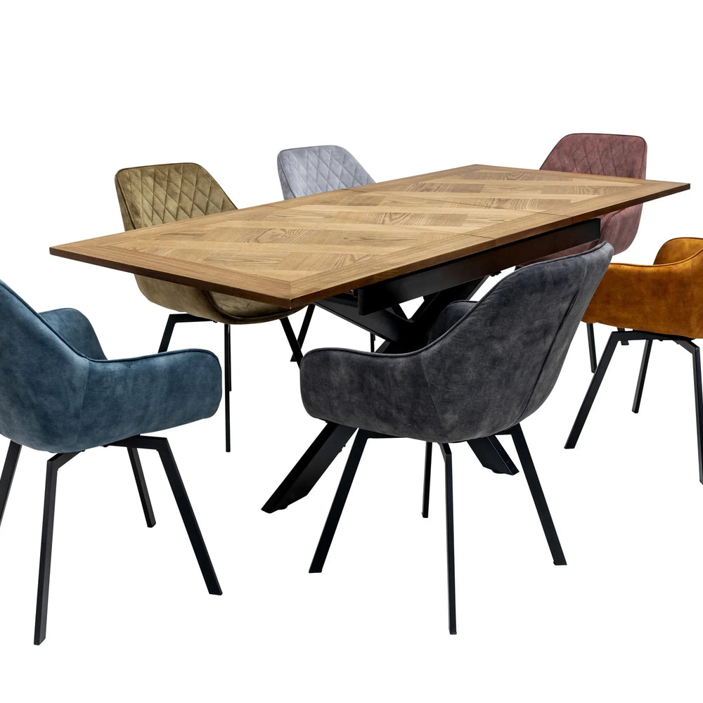 Medium Oak Veneer 1.6m Extending Dining Table with 0.4m Leaf