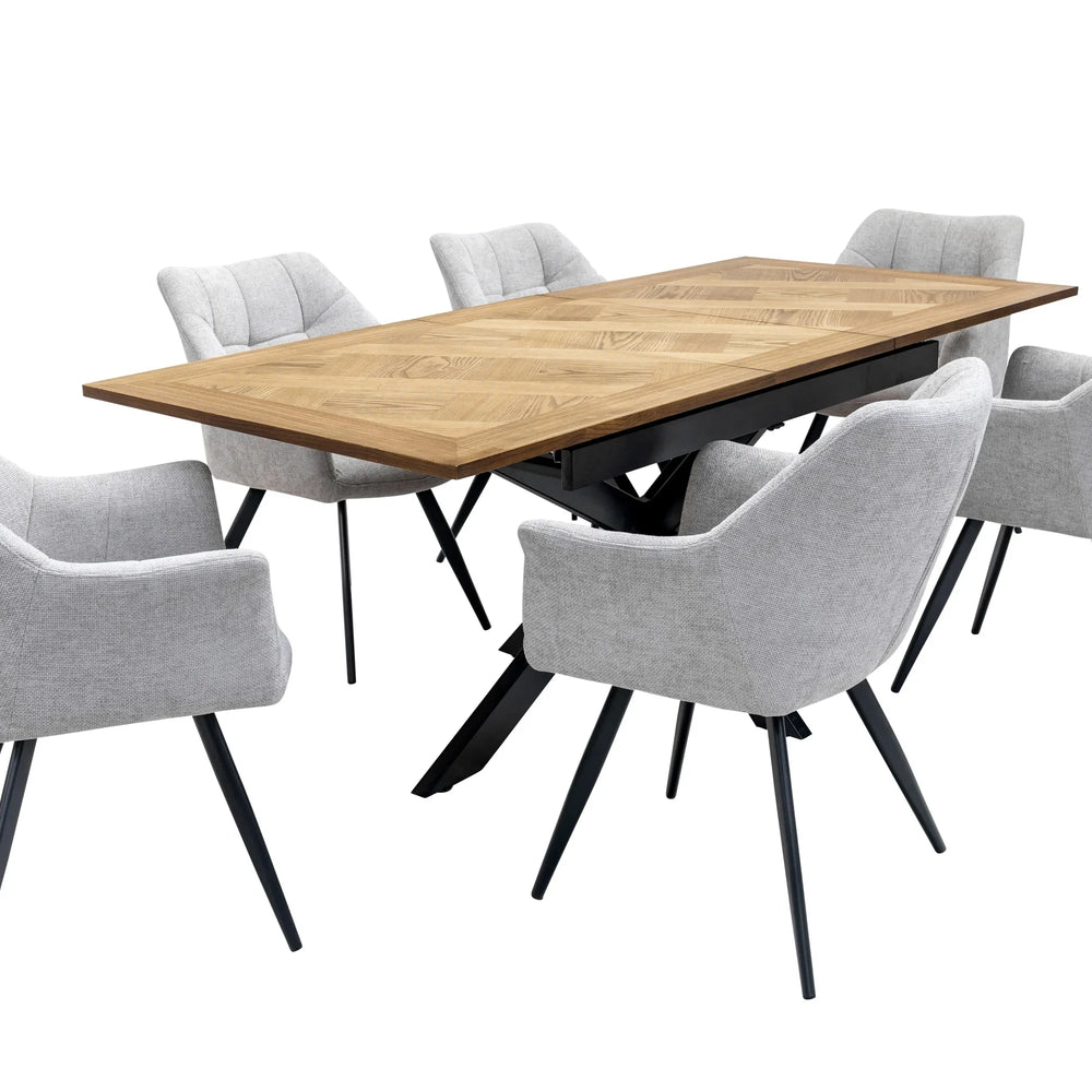 Medium Oak Veneer 1.6m Extending Dining Table with 0.4m Leaf