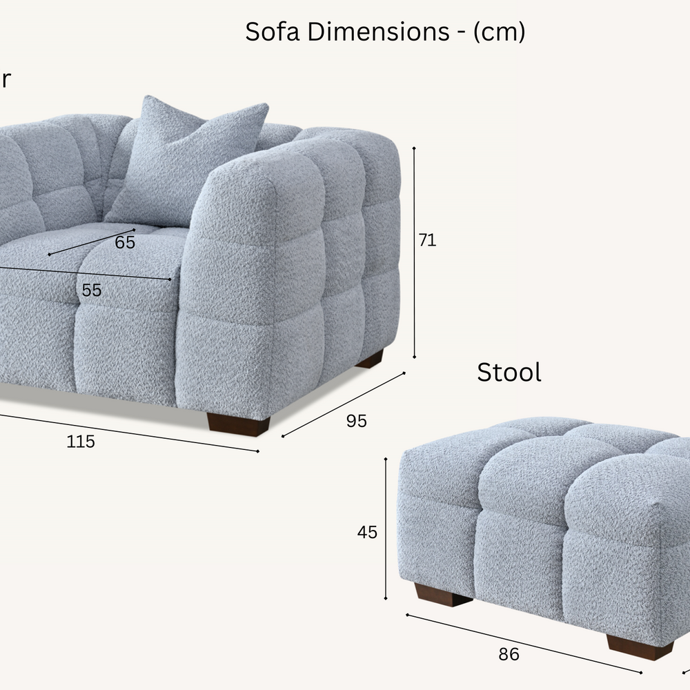 Aluxo Tribeca Sofa Range in Oatmeal Boucle Fabric