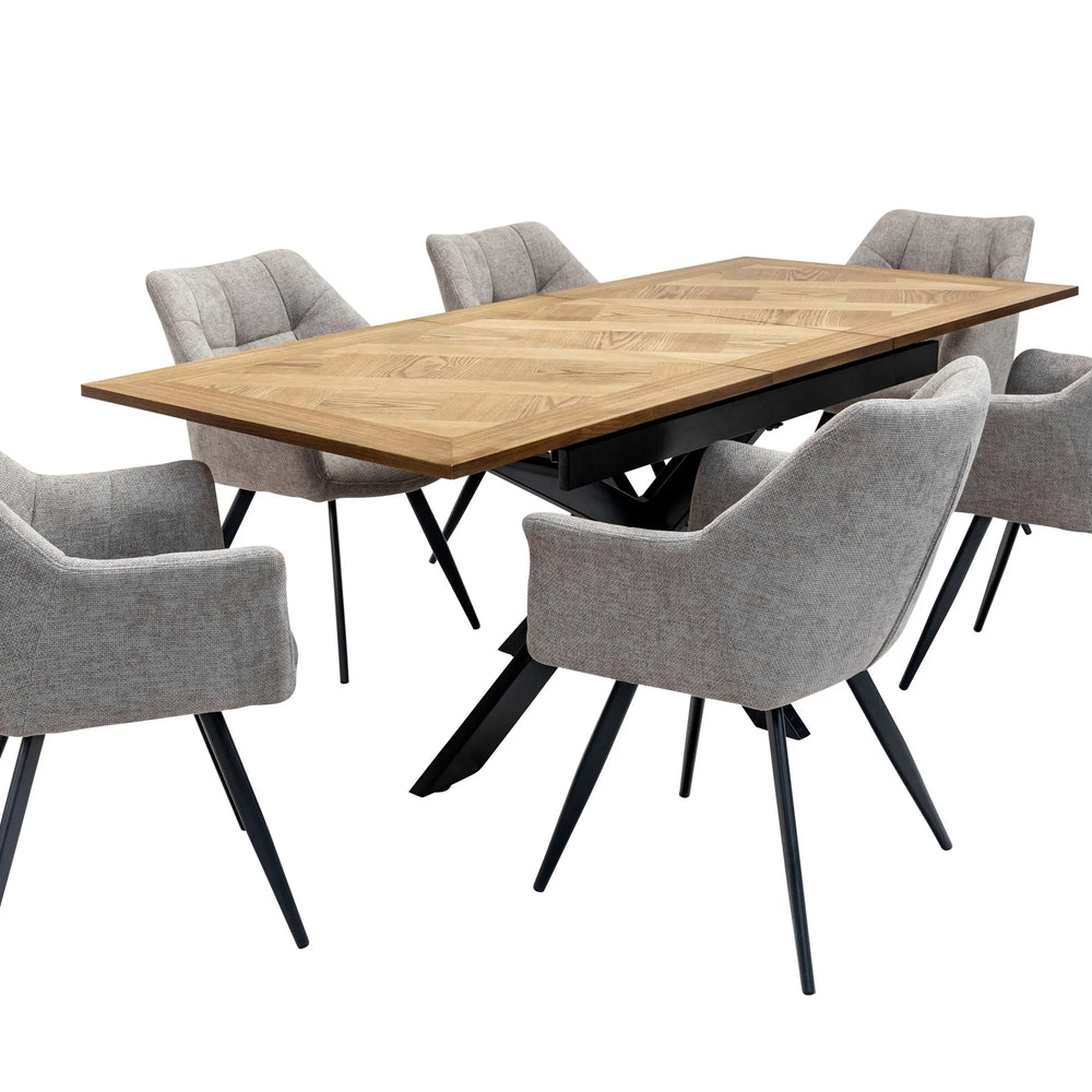 Medium Oak Veneer 1.6m Extending Dining Table with 0.4m Leaf